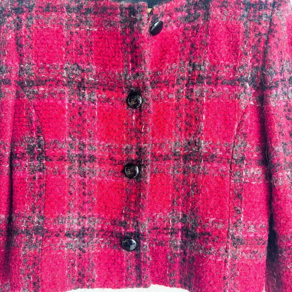 Combardi Inc Wool Blend Plaid Cropped Blazer 8 - Picture 5 of 8
